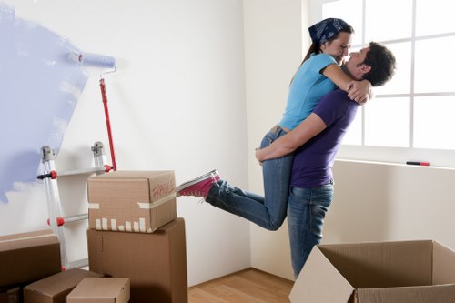 Furniture and boxes prepared for moving in Kilburn